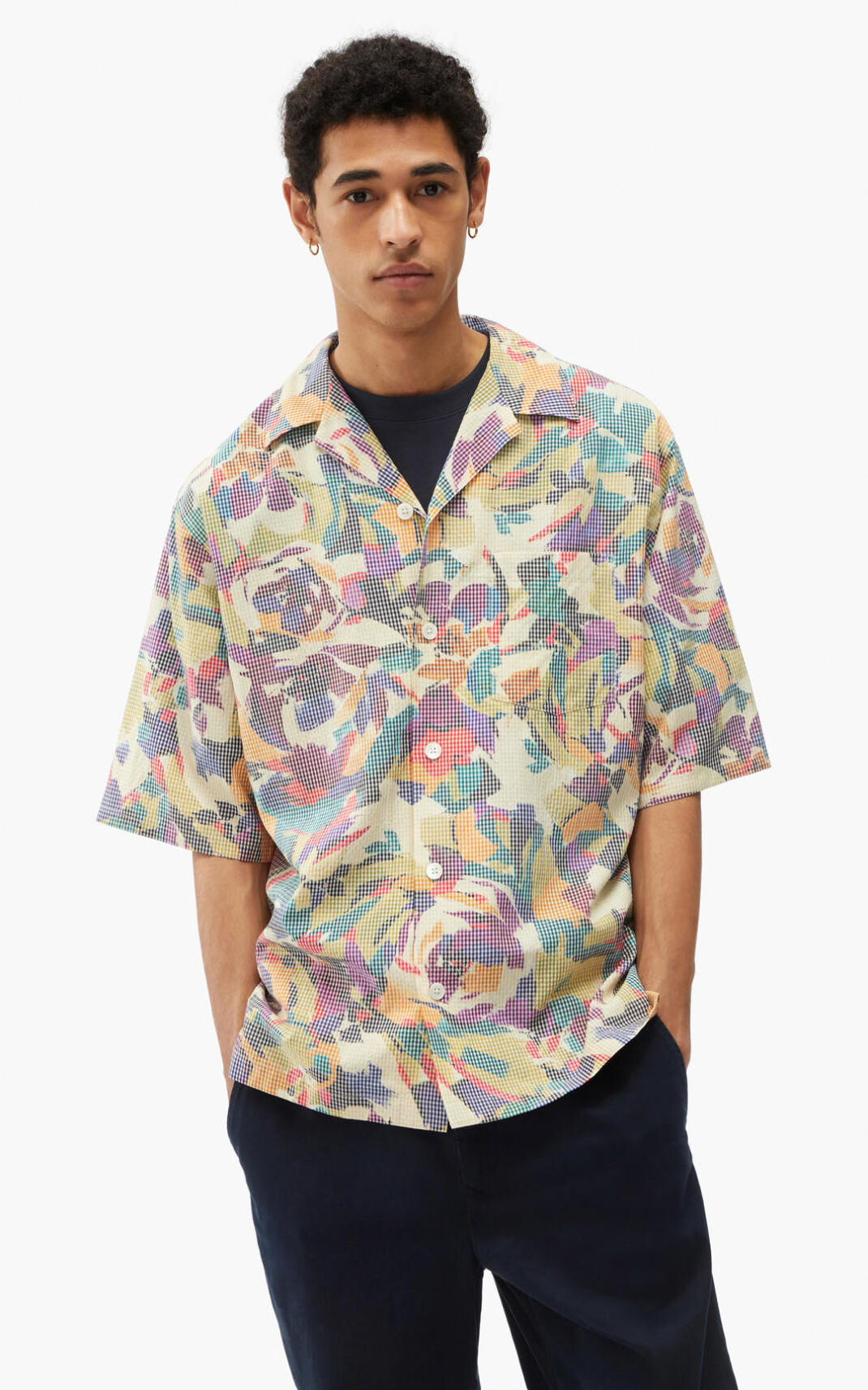 Kenzo Casual Archive Floral Shirt Olive For Mens 0643OCPVD